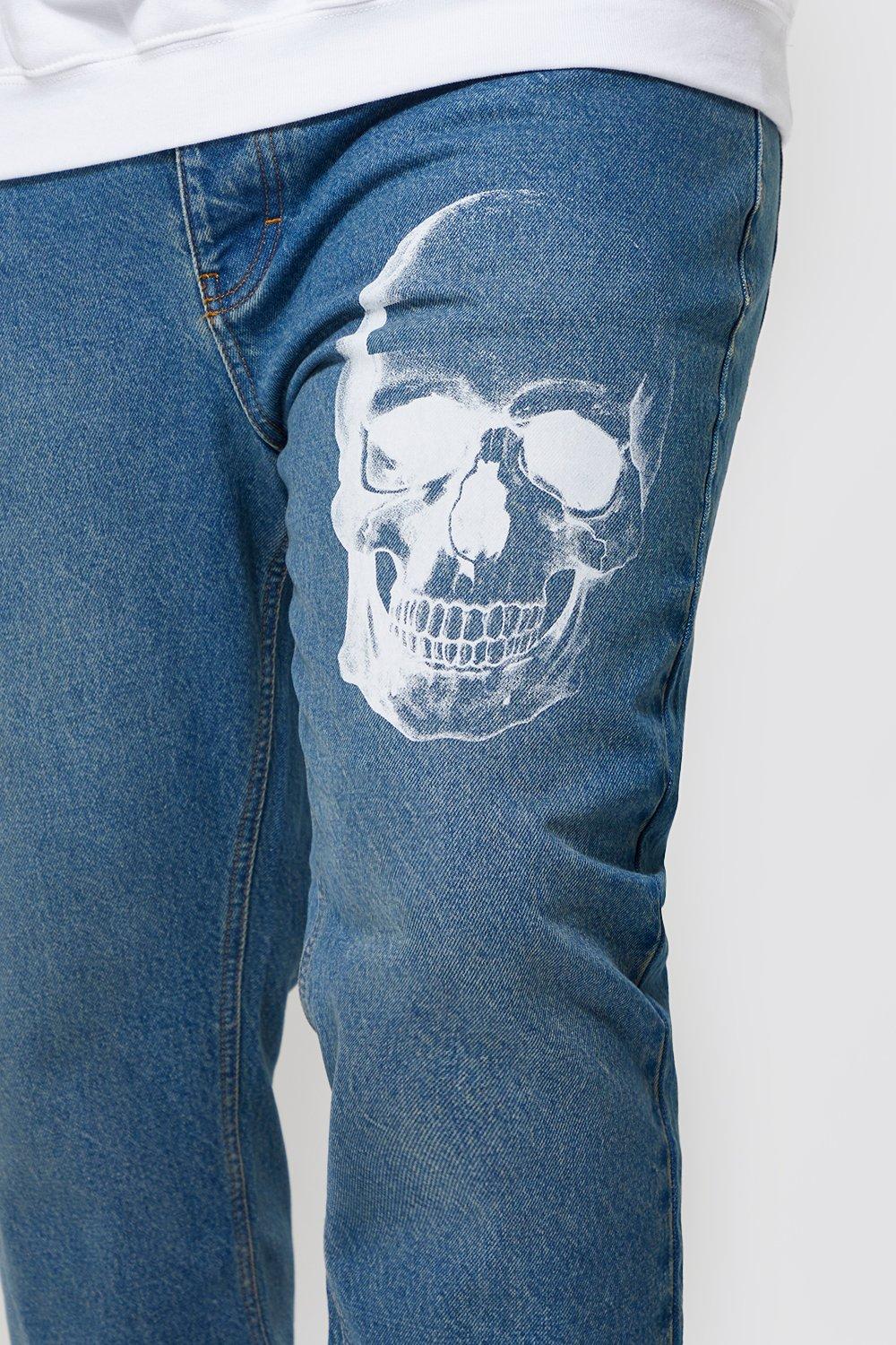 Plus Skinny Rigid Skull Print Jean